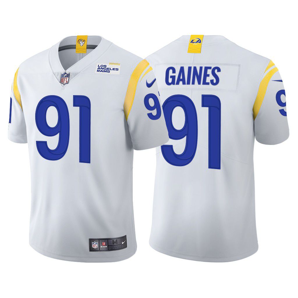 Men Los Angeles Rams 91 Greg Gaines Nike White Limited NFL Jersey